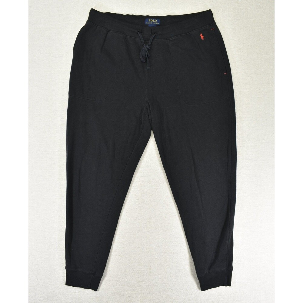 Polo Ralph Lauren Womens XL Black Fleece Joggers Sweatpants Red Pony Logo